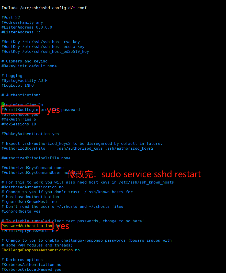 修改前 sshd_config 文件